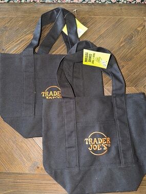 Trader Joe's Black Mini Tote Bag - Set of 2
